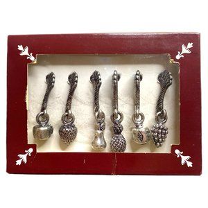 Wine Glass Markers Charms NTO Pewter Fruit - Set of 6